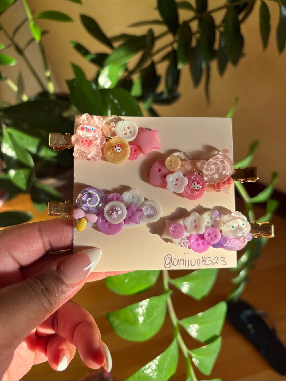 Handmade Pink & Purple Decorative Hair Clips